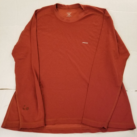 Patagonia Mens Size Extra Large XL Capilene Baselayer Long Sleeve T-Shirt Orange - Picture 2 of 10
